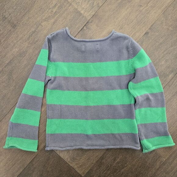 STELLA McCARTNEY GAP Boy's sweater Green Gray Stripes Linen Cotton Sz Small 5 - Picture 6 of 6